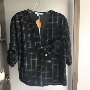 She + Sky Blouse V-Neck Size S